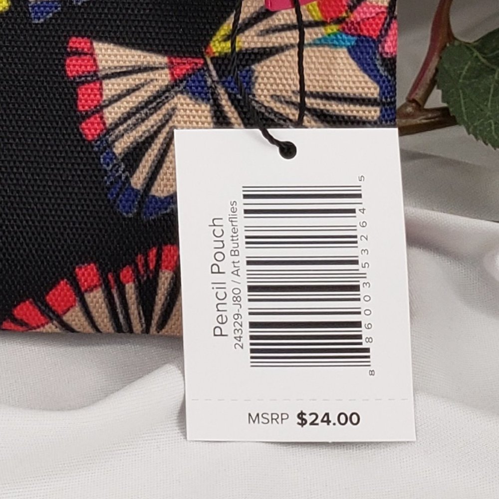 Vera Bradley Pencil Pouch in Art Butterflies NWT - Picture 4 of 4